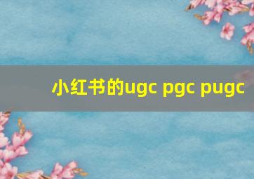 小红书的ugc pgc pugc